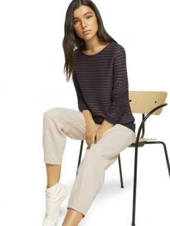 Sweat TOM TAILOR RAYE Brown -Magasin De Vêtements De Mode Pour Femmes denim tom ta 112 28151 1017277 2