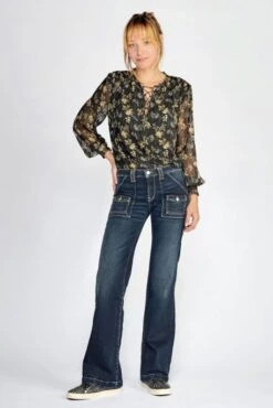 Jean LE TEMPS DES CERISES EFTER FLARE Blue Black -Magasin De Vêtements De Mode Pour Femmes tdc jfefter w1382 1
