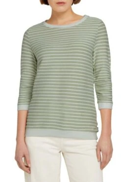 Sweat Rayé TOM TAILOR Green White Structured Stripe -Magasin De Vêtements De Mode Pour Femmes tt 22567 1