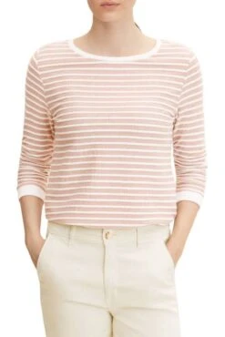 Sweat Rayé TOM TAILOR White/ Pink -Magasin De Vêtements De Mode Pour Femmes tt 23608 1