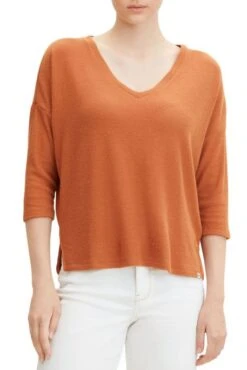 Tee Shirt TOM TAILOR V-NECK Rusty 9 Tee Shirt TOM TAILOR V-NECK Rusty -Magasin De Vêtements De Mode Pour Femmes tt 24374 1