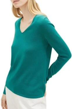 Pull TOM TAILOR COL V Green -Magasin De Vêtements De Mode Pour Femmes tt 25281 1