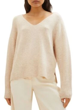 Pull TOM TAILOR COL V Sand -Magasin De Vêtements De Mode Pour Femmes tt 25687 1